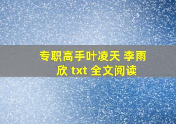 专职高手叶凌天 李雨欣 txt 全文阅读